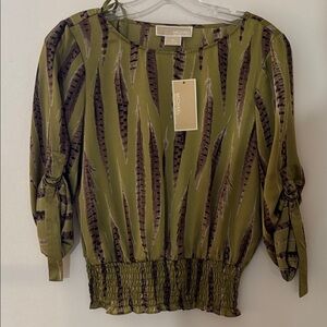 Michael Kors Green Patterned Blouse
